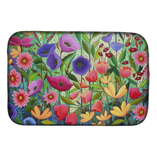 Enchanted Garden Flowers Dish Drying Mat