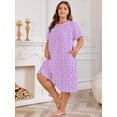 thumbnail image 4 of PinkBeautiM Nightgowns for Women Plus Size Floral Print Short Sleeve Pleated Sleepwear, 4 of 6