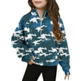 thumbnail image 2 of SGFCWSX Girls Fleece Pullover Camouflage Print Zipper Sweatshirt Kids Thermal Sweatshirts Blue Size 13 Years, 2 of 5