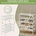 thumbnail image 7 of 3 Tier Bamboo Shoe Rack for Closet Free Standing Wood Shoe Shelf Storage Organizer for Entryway Small Space Stackable 27"x11"x20" (White), 7 of 7