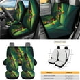 thumbnail image 3 of Jeiento Funny Frog Car Seat Covers Set with Steering Wheel Cover Seat Belt Cover Hanging Trash Bag Phone Case Box Holder Pocket Green Leaves Rear View Mirror Cover Cup Holder Car Keychain, 3 of 7