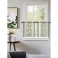 thumbnail image 3 of Sage Green Daisy Tier Curtains 36 Inch Length,Sheer Curtains for Bedroom Living Room Window Farmhouse Floral Green Striped Rod Pocket Drapes Kitchen Curtains Small Half Window 27.5"x36" 2 Panels, 3 of 6