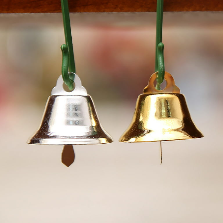 Visland Small Bells Jingle Bells Vintage Bells for Hanging Christmas Wind Chimes Making Dog Training Doorbell Wedding Decor, 10pcs, Silver