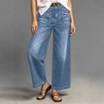 thumbnail image 3 of Gealkoca High Waist Wide Leg Jeans for Women Vintage Wash Casual Loose Denim Pants Loose Stretchy Long Trousers Straight Leg Denim Pants with Pockets, 3 of 9
