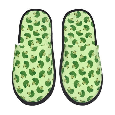 

Adobk Broccoli Vegetables Print Slippers Indoor Outdoor Retro Slippers House Soft Fluffy Slides Cushion Furry Slippers-Medium