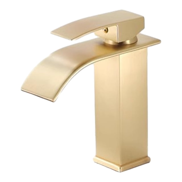 Yuarrent Grifo de cascada para lavabo Grifo para fregadero de lavabo en cascada multifuncional lujoso y fácil de limpiar Accesorios de baño Dibujo oro corto