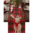 thumbnail image 2 of Christmas Elk Wearing Red Scarf Linen Table Runners Kitchen Dining Table Decor Reusable Dining Table Runner Christmas Decoration, 2 of 4
