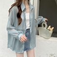 thumbnail image 4 of Camisa de protección solar para mujer, blusas transparentes finas de manga larga para verano 2024, abrigos para mujer, camisas casuales holgadas para mujer, ropa de calle de moda, 4 of 5