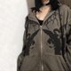 thumbnail image 5 of Chaqueta con capucha con estampado de Ángel Retro Para hombre y mujer, abrigo de manga larga con cremallera y bolsillo, ropa de calle de gran tamaño, estética Y2K, Otoño e Invierno, 5 of 5