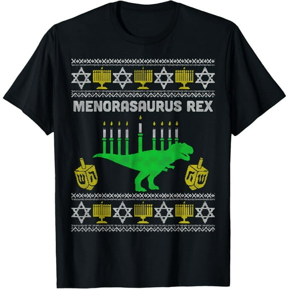 Menorasaurus Rex Shirt Kids Hanukkah, Jewish Chanukah Gift T-Shirt