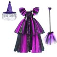 thumbnail image 3 of Disfraz de maléfica de bruja para niñas, vestido de malla negra de lujo, Reina demonio, bruja, Halloween, Carnaval, ropa de fiesta, 3 of 5