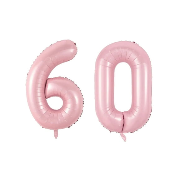 Number Sixty Balloon Soft Pastel Pink Number 60 Balloon 32" Large Festive Balloon