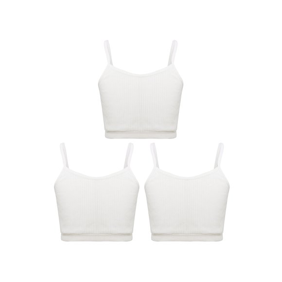 MSemis Soutiens-Gorge de Sport Sans Fil pour Filles, Respirants, Sans Couture, pour Entraînement, 3 Pcs, Gilet de Sport, Blanc L