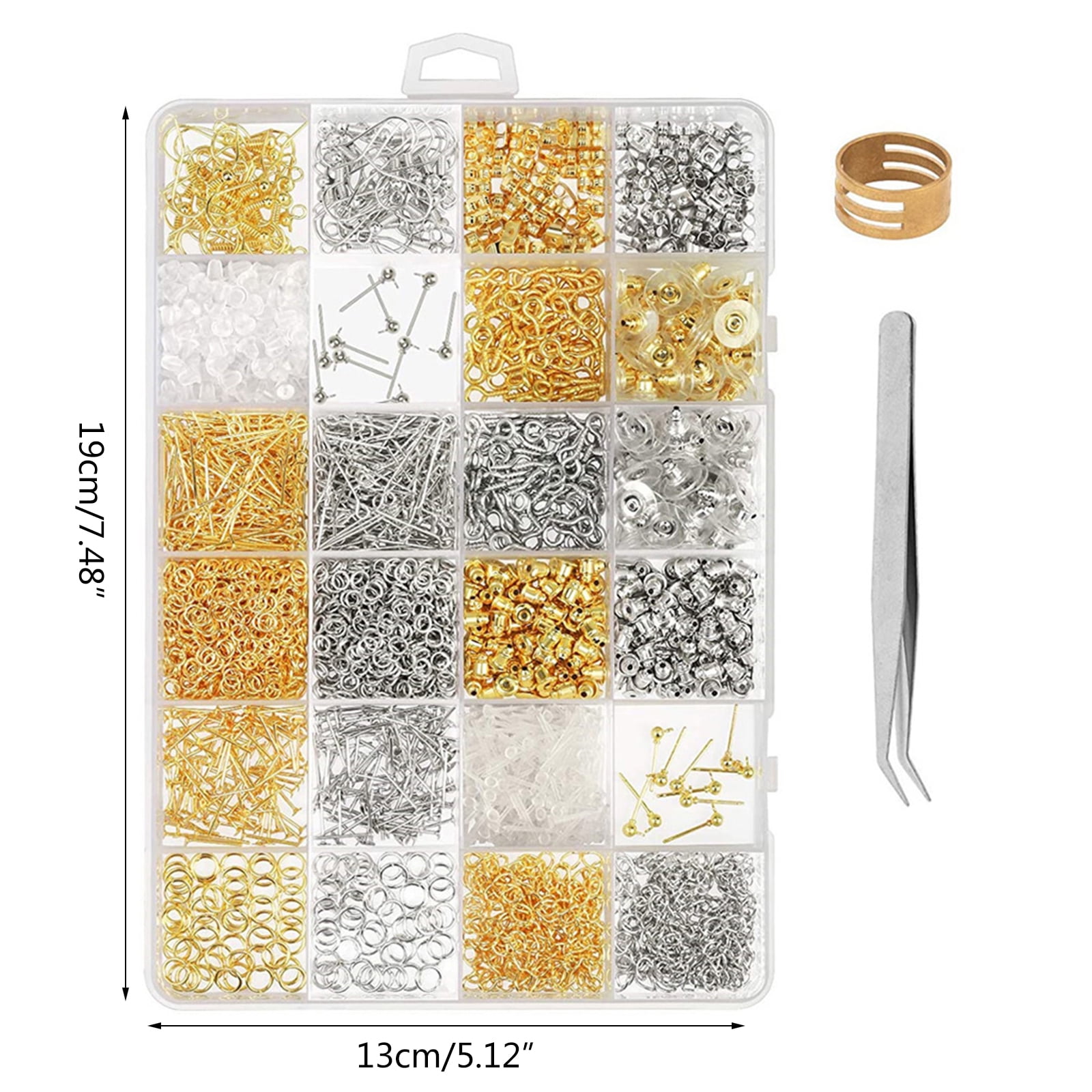 Earring Making Supplies Kit, Caffox 2900pcs Earring Hardware Pieces Repair  Parts with Earring Hooks Posts Backs and Jump Rings for Making Earrings