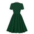 thumbnail image 2 of OBEEII Womens Retro Dress 50s Style Tie Neck Pinup Dress Short Sleeve Swing Dress Cocktail Dress Evening Party Wedding Guest Ladies Rockabilly Dresses, 2 of 6
