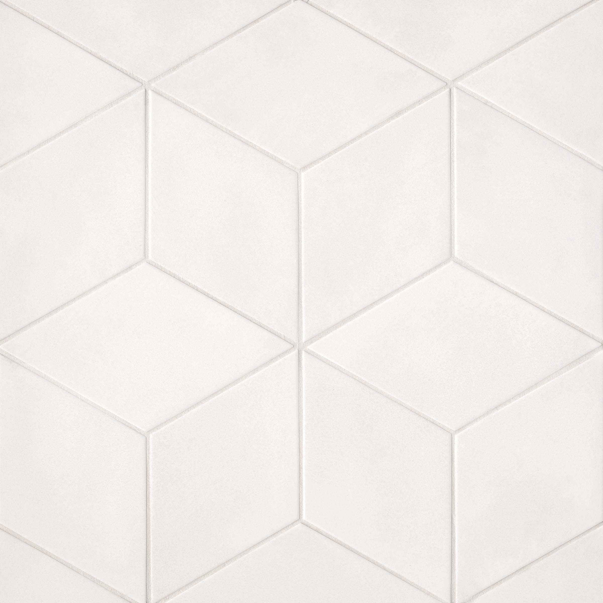 Bedrosians Allora Rhombus Matte Porcelain Tile 8 x 13, Solid White (9.46 sq. ft./Case)