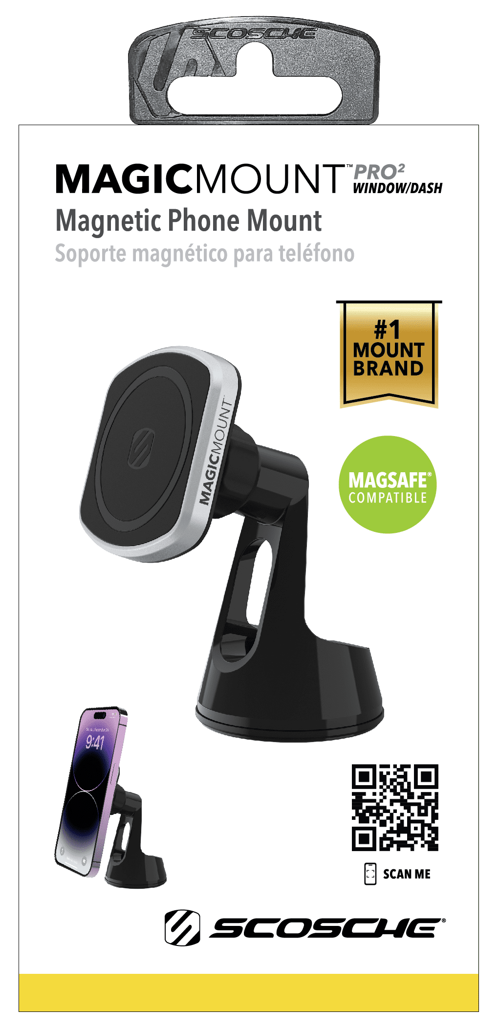 Scosche MP2WD-SP MagicMount Pro2 Universal Magnetic & MagSafe Car Phone Holder w/ Suction Base Black