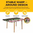 thumbnail image 4 of Spring Pink Roses Table Cloths for 4 Foot Rectangle Tables, Pastoral Eucalyptus Leaves Brown Wooden Patio Waterproof Elastic Fitted Tablecloths, Washable Rectangular Table Cover for Camping, 4 of 8