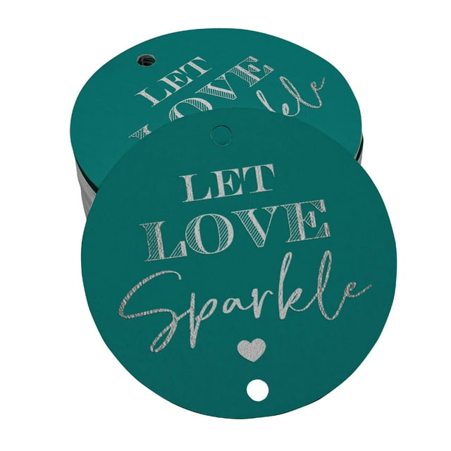 Inkdotpot Pack Of 50 Let Love Sparkle Wedding Favor Paper Tags Craft Real Silver Foil Hang Tags