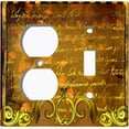 thumbnail image 4 of Metal Light Switch Plate Cover Elegant Golden Brown Letter Frame Damask DAM070, 4 of 13