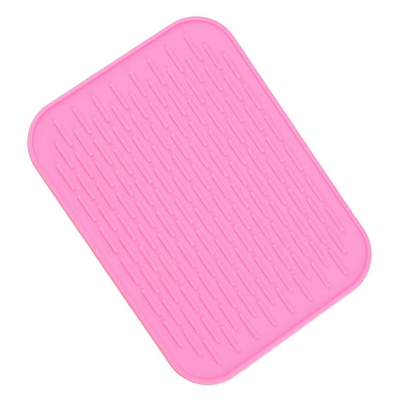 IBASETOY Cute Dish Drying Mat Silicone Kitchen Mat Pink Non slip Water Protection 1Pack