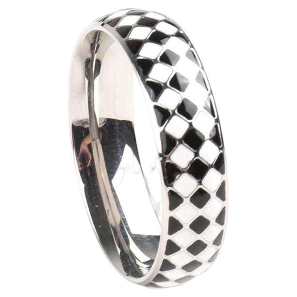 Minnieouse Anillo con diseño de tablero de ajedrez, adorno de mano elegante y exquisito, anillos geométricos para los dedos, accesorio de moda, Type3 NO3