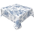 thumbnail image 2 of Blue Summer Outdoor Tablecloth Square 54x54 Inch,Chinoiserie Flowers Table Cloth,Stain Resistance Polyester Floral Seasonal Table Covers for Kitchen Dining,Small Tablecloth for Parties Picnic, 2 of 6