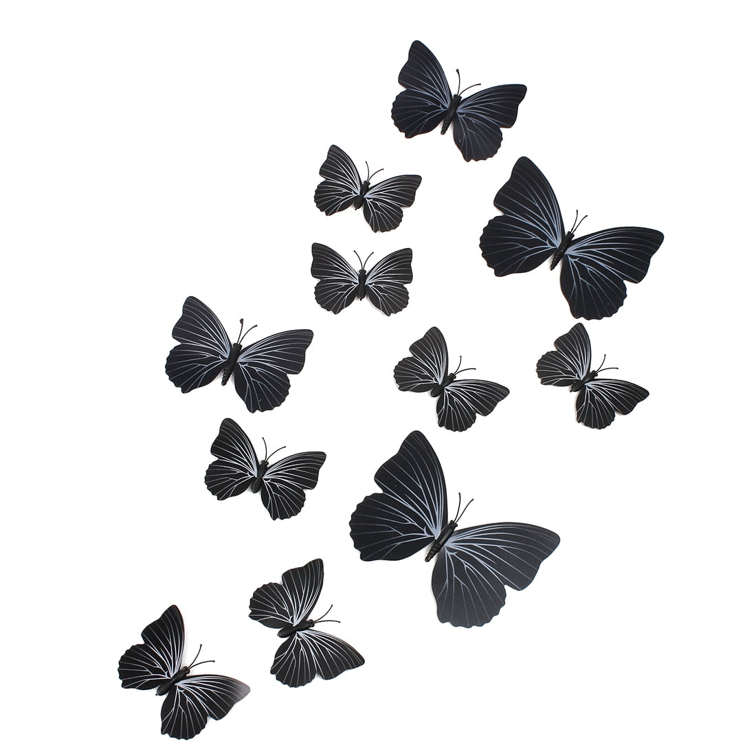 Unique Bargains DIY 3D Black Butterfly Magnet Wall Stickers Mural Decal Room Decoration Set 12 in 1 for Home Essential