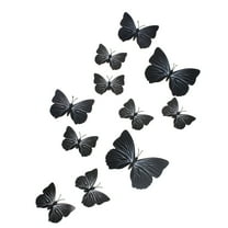Unique Bargains DIY 3D Black Butterfly Magnet Wall Stickers Mural Decal Room Decor Set 12 in 1