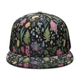 thumbnail image 2 of Rustic Wildflower Snapback Cap, Adjustable Flat Bill Hat, Artistic Floral & Bee Design, Trendy Streetwear, 2 of 8
