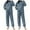 Blue, variant on hotojiny 2 Pack Women's Winter Pajama Set Plush Half Zipper Pullover Tops with Fluffy Pants Soft Sleepwear Sets Fuzzy Loungewear