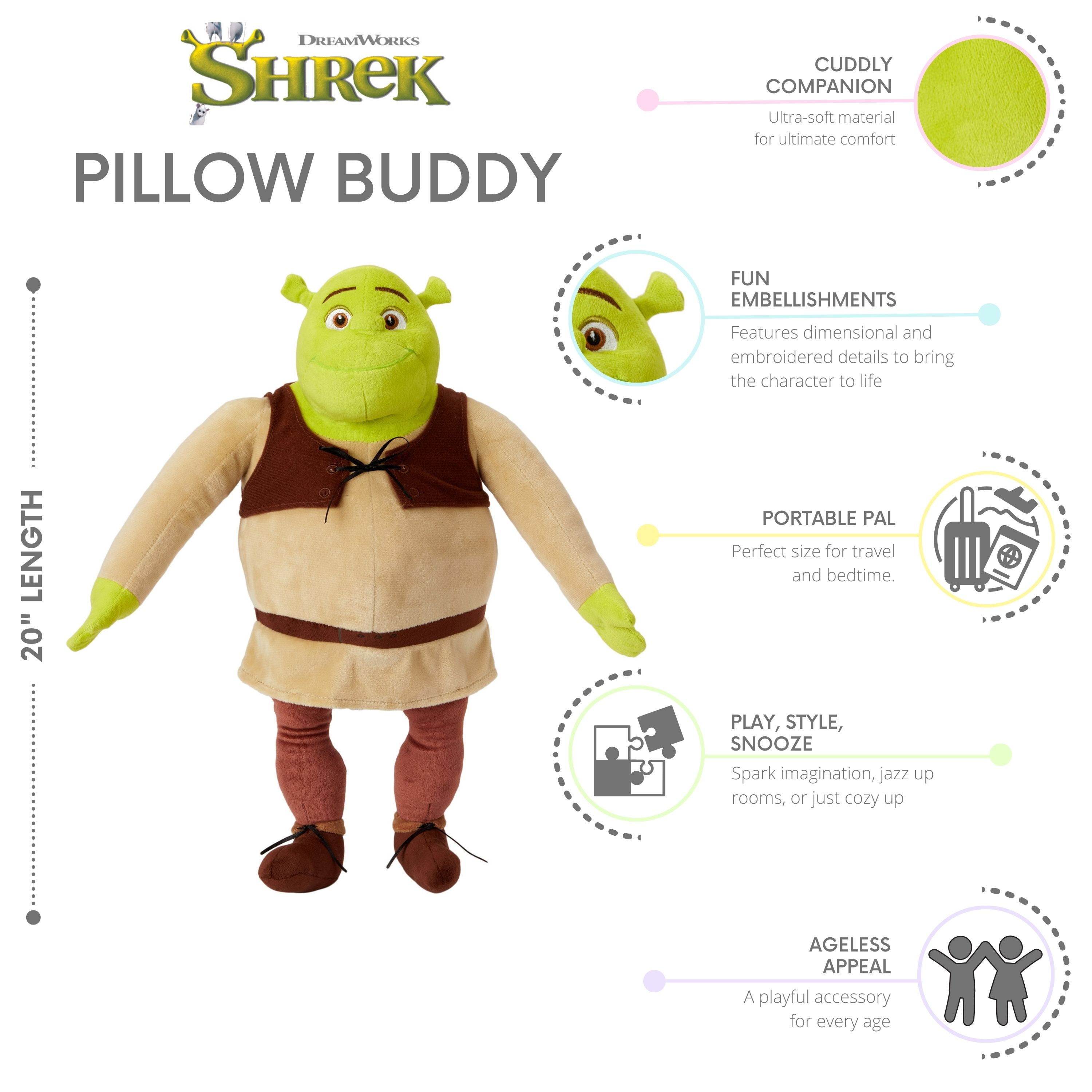 Shrek Kids Bedding Plush Cuddle and Decorative Pillow Buddy