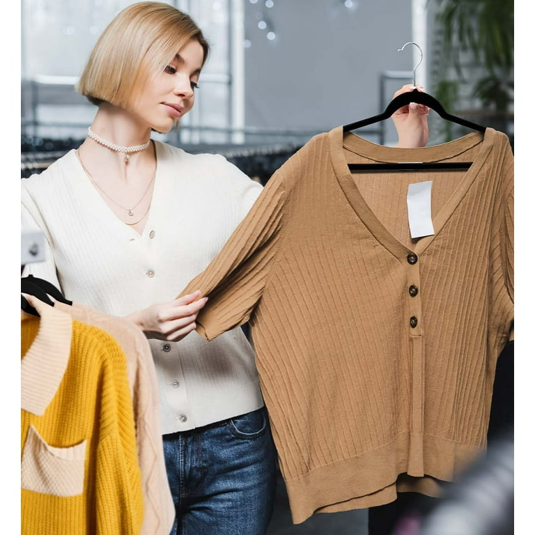 House Day Black Velvet Hangers 60 Pack Space Saving Thin Heavy