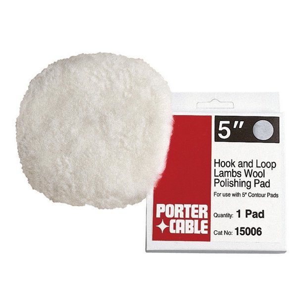Porter Cable 15006 5Inch Hook and Loop Lambs Wool Polishing Pad 15006