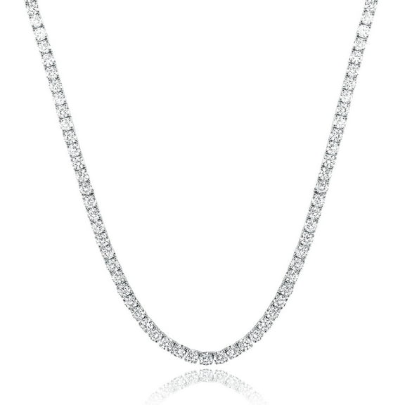 GEMSME Tennis Necklaces for Women Men 18K White Gold Plated 3.0mm Round Cubic Zirconia Classic Tennis Necklace 20 Inch