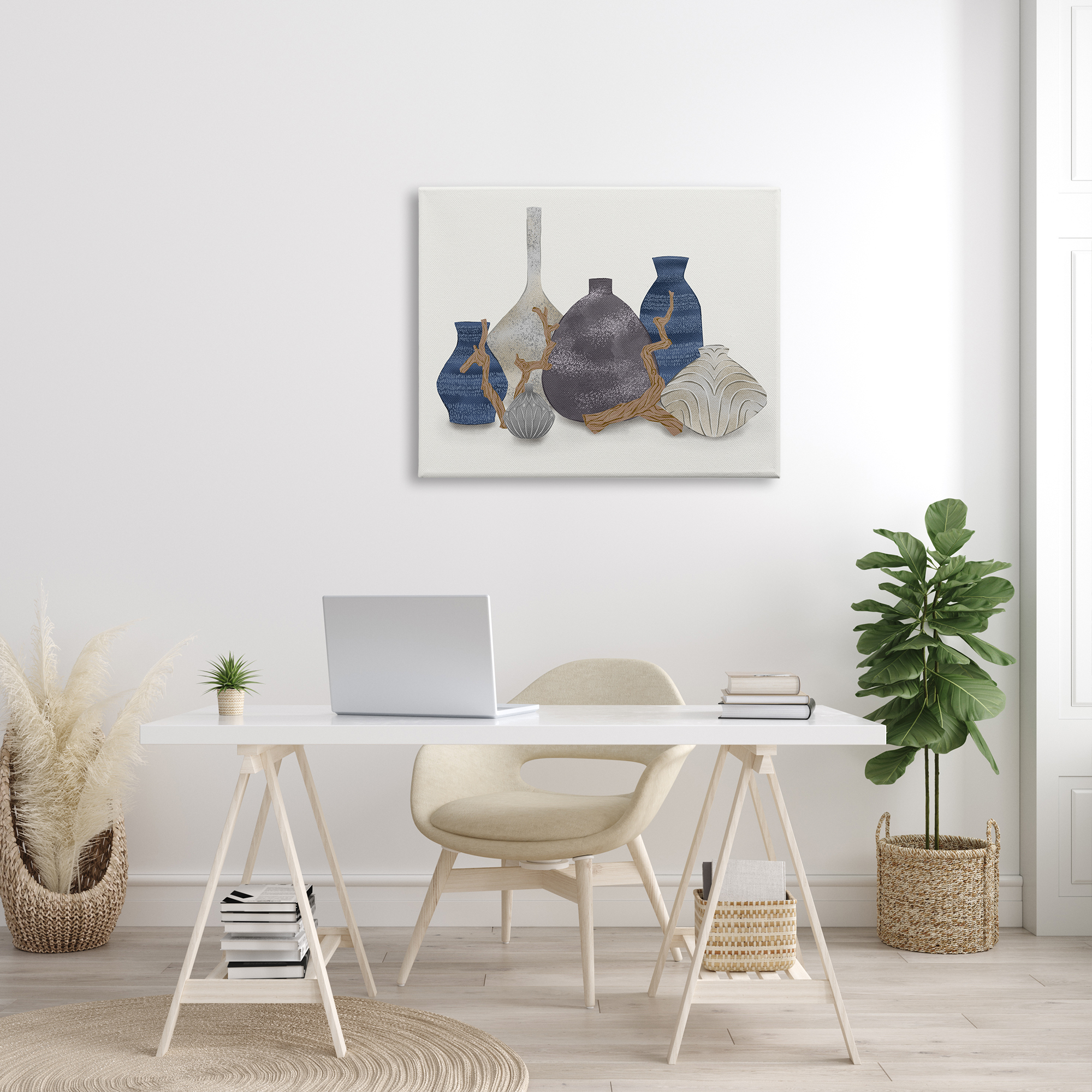 Stupell Industries Ornate Vase Still Life Leaning Driftwood Branches Graphic Art Gallery Wrapped Canvas Print Wall Art, Design by Ziwei Li