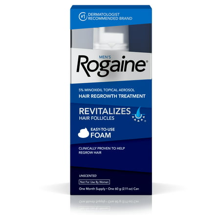 Men's Rogaine 5% Minoxidil Foam for Hair Regrowth, 1-Month (Best Rogaine For Receding Hairline)