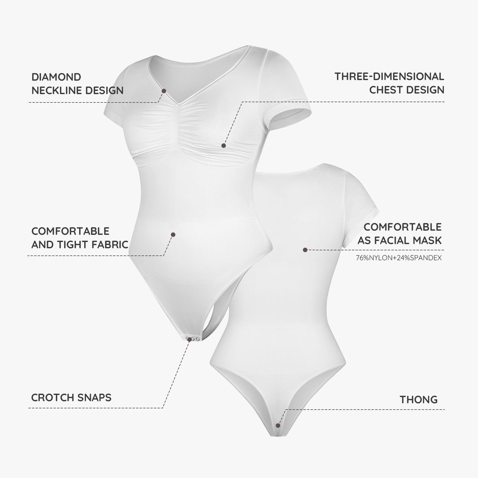 FeelinGirl Tummy Control Seamless Short-Sleeve Bodysuit