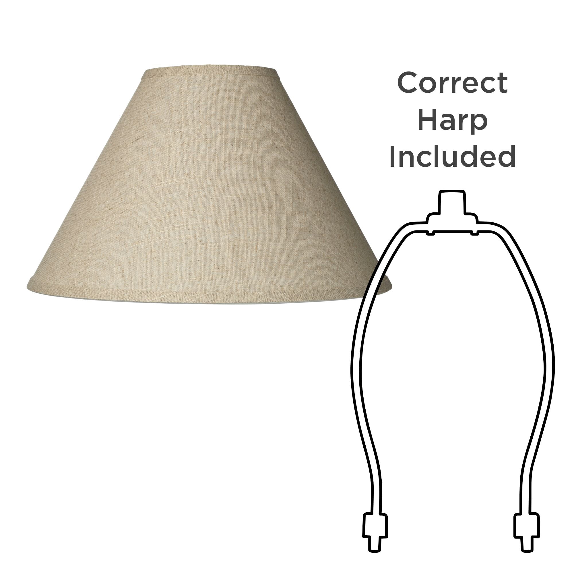 Springcrest 6" Top x 17" Bottom x 11 1/2" High x 11 1/2" Slant Lamp Shade Replacement Large Empire Fine Burlap Spider Harp Finial