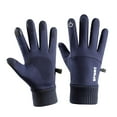 thumbnail image 3 of Guantes deportivos de invierno para ciclismo al aire libre, senderismo y pantalla táctil, cálidos para otoño y otoño. L Azul marino K147, 3 of 9