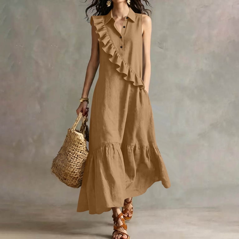summer vacation dresses women PRETTYGARDEN Sleeveless Casual Flowy Maxi Dress,Apricot,S This womens summer dress is made for sunny days and seaside escapes dress outfits summer 14 to