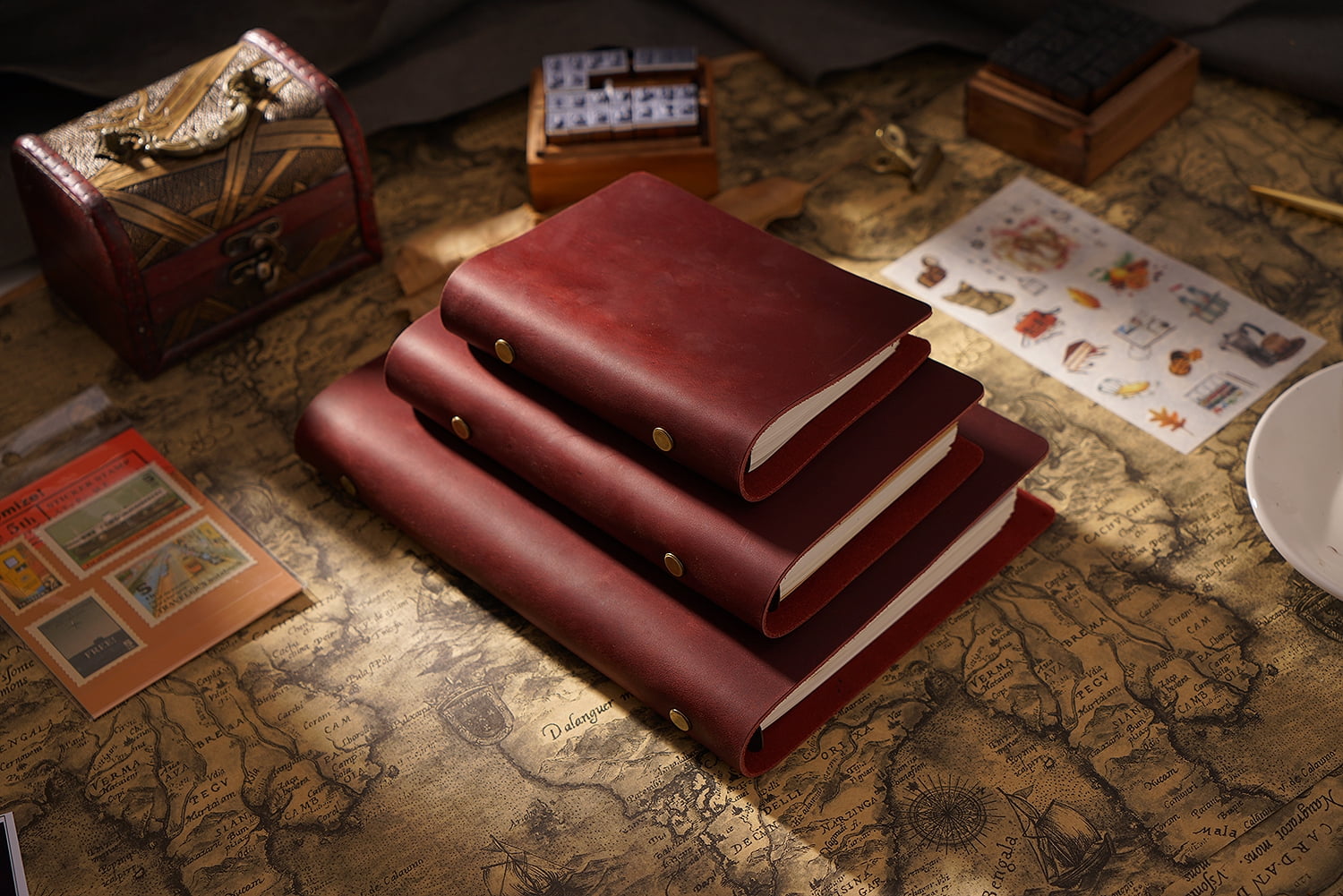 KISSKI·H Olvido Refillable Leather Journals for Women, A6 Travelers Diary Notebook with A6 Notepad, 6 Ring Binder Planner Notebook Organizer, Perfect for Business Gift/Personal Diary, Red