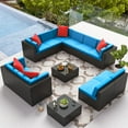 thumbnail image 5 of Homall 12 Pieces Rattan Patio Furniture Conversation Set Outdoor Sectional Sofa for Backyard,Blue, 5 of 10