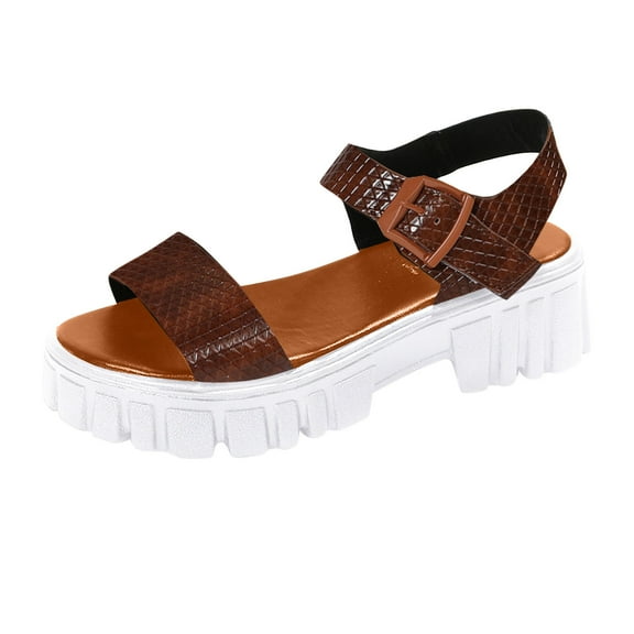 CAICJ98 Walking Shoes Women Women's Wedge Sandals Platform Sandal Comfortable Beach Shoes Elastic Ankle Strap Casual Summer Sandals,Brown