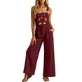 thumbnail image 2 of Floral Overalls for Women Boho Embroidered Wide Leg Cotton Linen Jumpsuits Loose Lightweight Adjustable Strap Cute Overalls, 3XL, 2 of 7