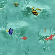 RoomMates Walt Disney Kids Finding Nemo Under Water Green Prepasted Removable Wallpaper