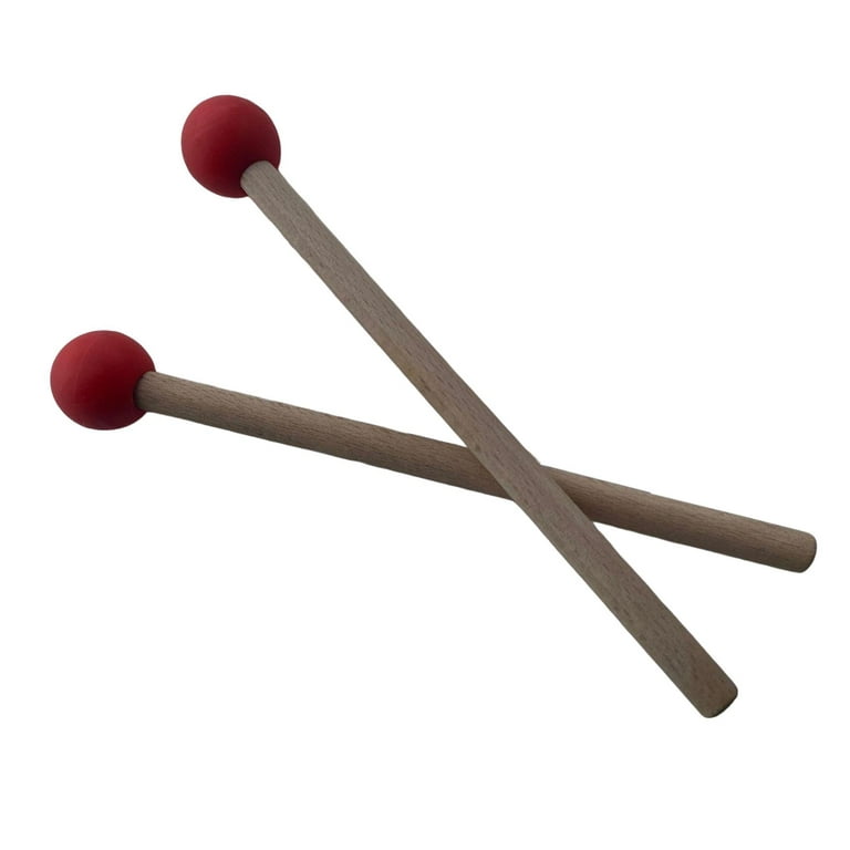 1 Pair Rubber Mallet Percussion Xylophone Bell Mallets Glockenspiel sticks  Mallet with Wooden Handle Rubber Mallet Percussion Instrument Red 