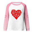 thumbnail image 3 of Cameland Rabais Saint-Valentin Femmes Mignon Rouge Cœur Graphique T-Shirts Raglan Manches Longues Col Rond Sweatshirts Ample Décontracté Tops Rose, 3 of 3