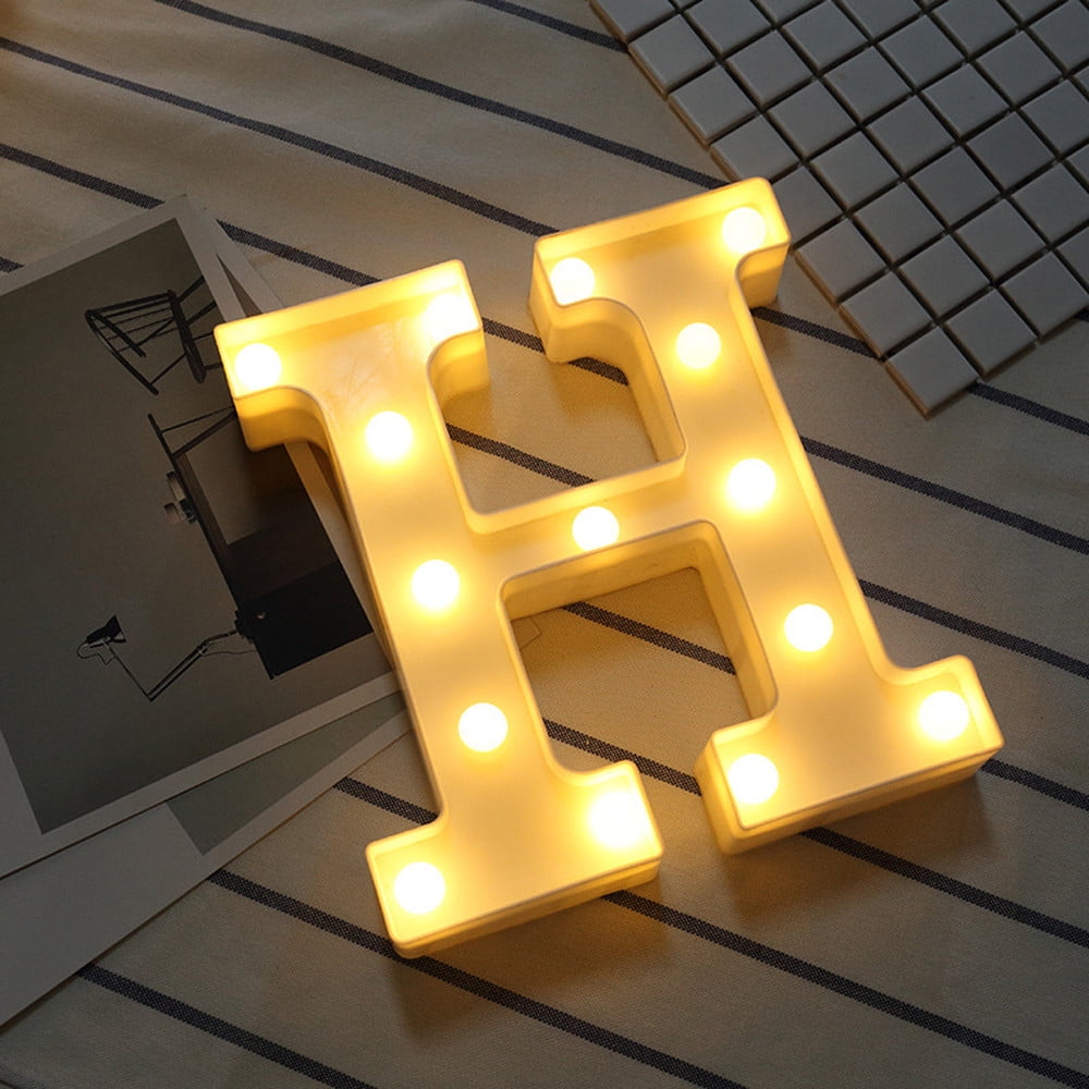 LED Light Up Alphabet Letter Lights White Plastic Letters Standing Hanging Sign 
