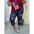 thumbnail image 4 of TIYOMI Plus Size Leggings For Women 4th of July Capri Stretchy American Flag Star High Waist Leggings Knee-Length Capris Soft Workout Casual Capris XL 14W 16W, 4 of 5